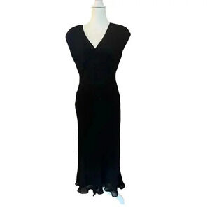 Jones New York formal dress 100% silk black and beaded maxi size 10